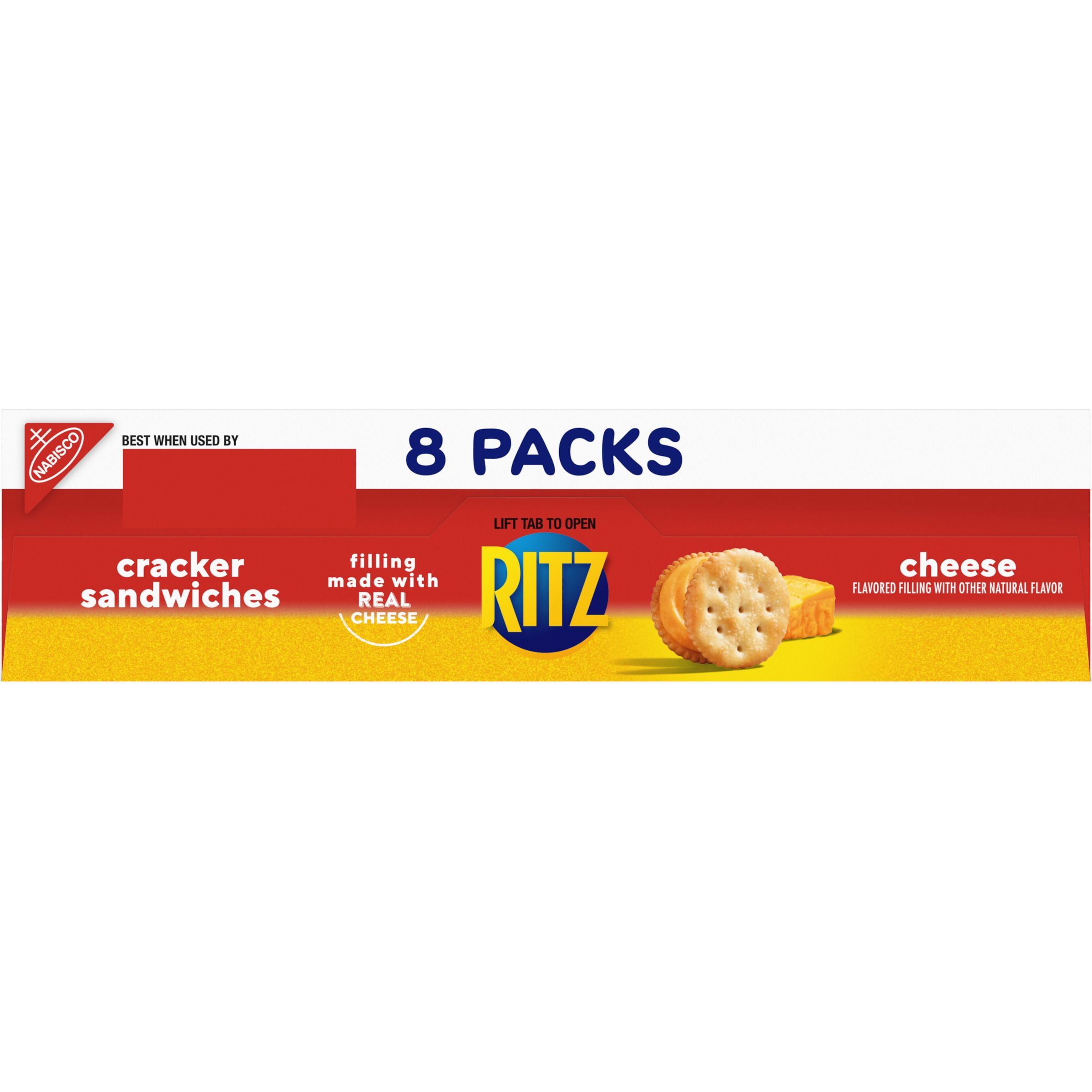 (3 pack) RITZ Cheese Sandwich Crackers, Lunch Snacks, 8 Snack Packs (6 Cracker Sandwiches Per Pack)