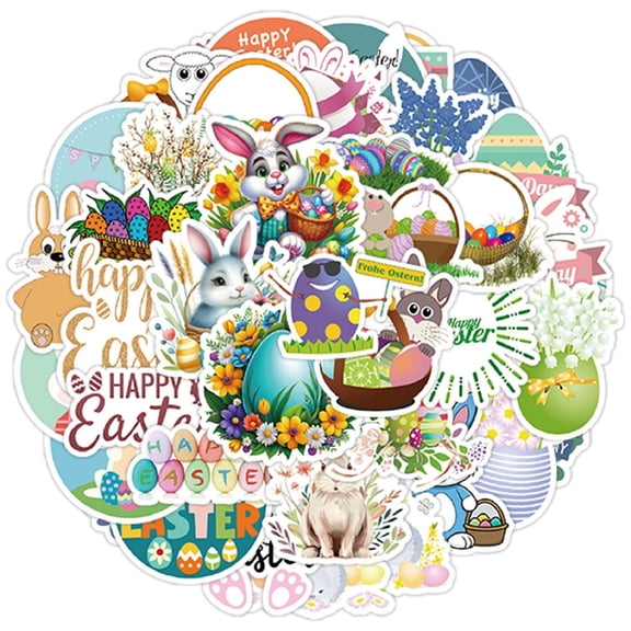 50Pcs Cute Easter Bunny Egg Stickers, Journaling & Notebook Decoration Stickers, Journal Planner Bullet Journal Craft Supplies For Easter Lovers & Diy Projects