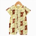 thumbnail image 2 of Xudanell Preemie Girl Clothes Thin Summer Newborn Baby Crawling Suit Cartoon Printed Short Sleeved Toddler Clothes Coffee 6-12 Months, 2 of 4