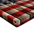 thumbnail image 2 of Ambesonne 4th of July Fitted Sheet, Rustic Flag Design, King Size, Vermilion Navy Blue, 2 of 3