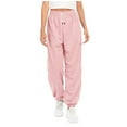 thumbnail image 2 of Lilgiuy Boys Girls Sport Sweatpant High Waisted Baggy Elastic Sweatpants Lounge Joggers Gym Athletic Fit with Pockets for Climbing Running Pink(5-12 Years), 2 of 5