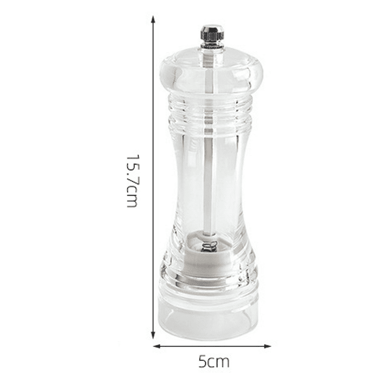 Salt And Pepper Grinder, Refillable Acrylic Pepper Mill Adjustable