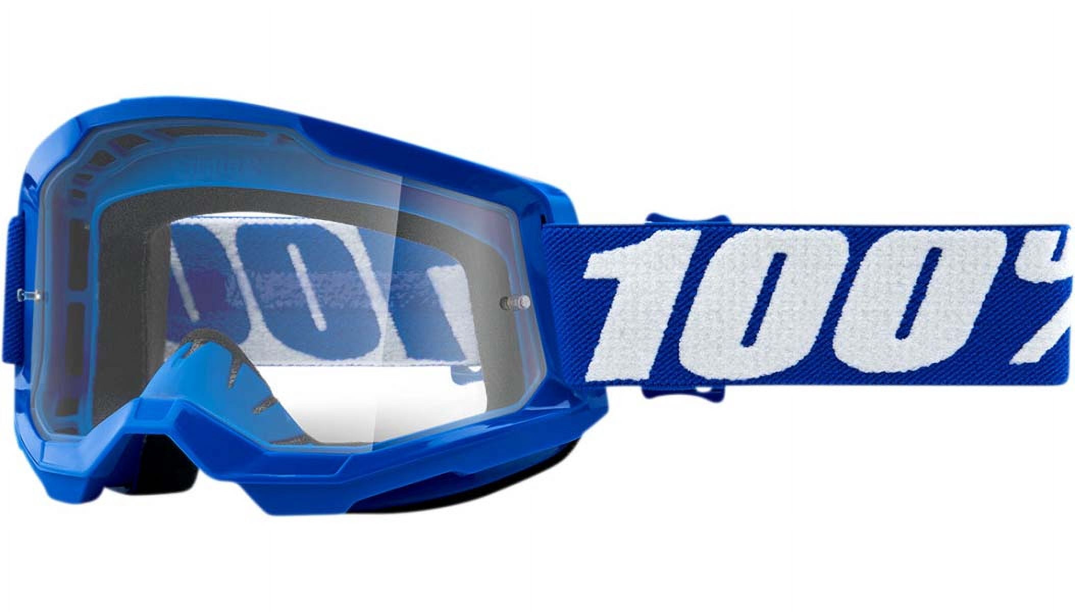 100% Strata 2 Motocross & Mountain Bike Goggles - MX and MTB Racing Protective Eyewear Blue - Clear Lens