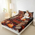 thumbnail image 4 of Manfei Vintage Western Books Queen Sheet Sets, Christmas Pumpkin Flat Sheet, Teens Kids Adult Queen Fitted Sheet, Luxury Bedroom Decor, 4-Piece, 4 of 7