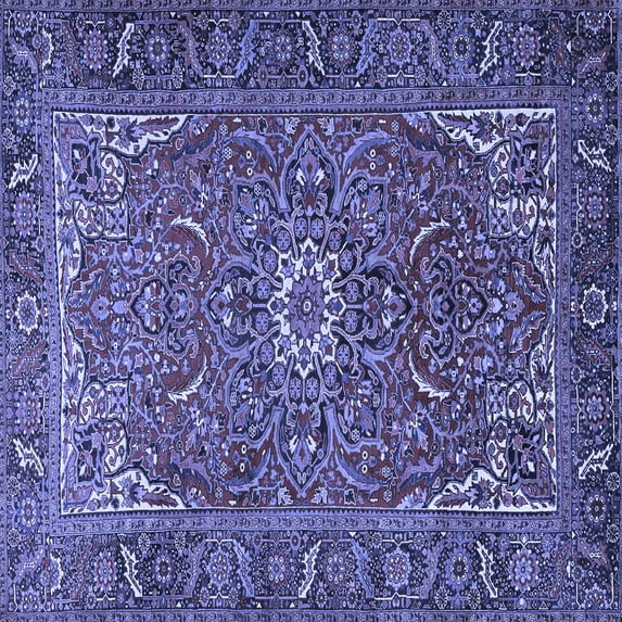 Ahgly Company Machine Washable Indoor Square Persian Blue Traditional Area Rugs, 5' Square