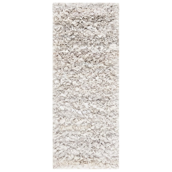 Safavieh Rio Dallas Geometric Polyester Shag Runner Rug, Creme, 2'3" x 6'