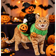 thumbnail image 4 of Halloween Pumpkin Witch Riding Pet , Funny 3D Pumpkin Witch Doll Outfit, Soft Velvet Adjustable Cosplay Clothes for Small Medium Cats Dogs, Halloween Party TrickâorâTreat Photo Prop, 4 of 5