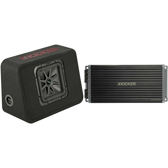 Kicker 45TL7R102 Single 10" L7R Truck Loaded Vented Enclosure - 500 Watts RMS- w/ Key5001 Amp Bundle