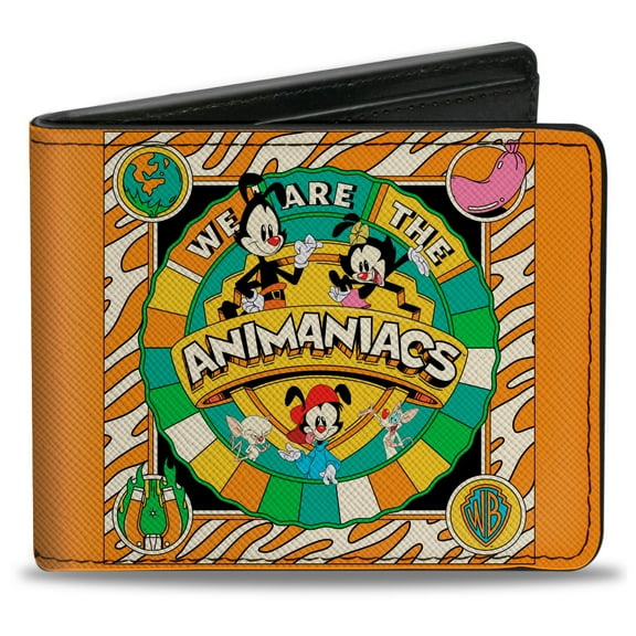 Animaniacs Wallet, Bifold, Animaniacs We are the Animaniacs Group Pose Orange White, Vegan Leather