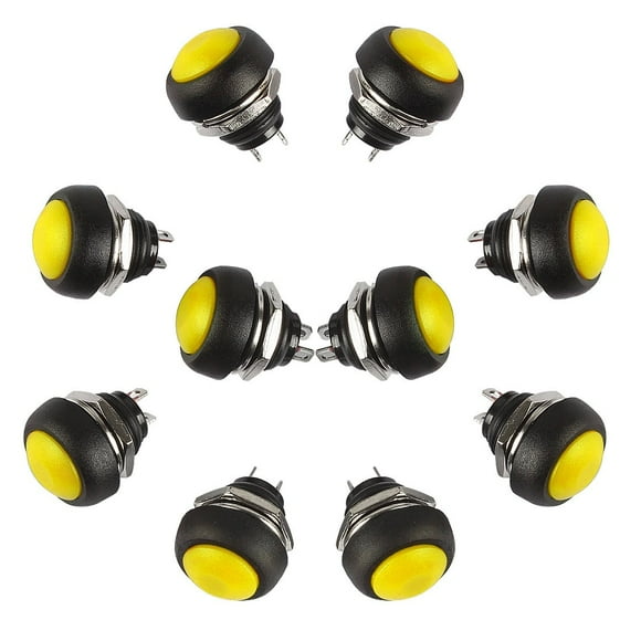 Larcele 10 Pcs Bouton Poussoir Étanche 12mm Instantané ANKG-01 (Jaune)