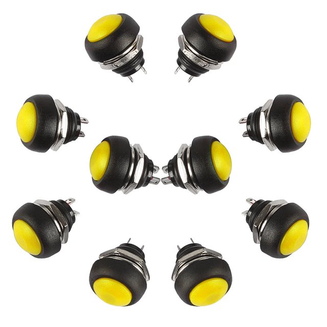 Larcele 10 Pieces 12mm Waterproof Push Button Momentary On Off Switch ANKG-01 (Yellow)