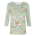 thumbnail image 5 of HOMBOM 3/4 Sleeve Tops for Women Summer T-Shirts Easter Crew Neck Bunny Print Casual Ladies Graphic Tees, 5 of 5