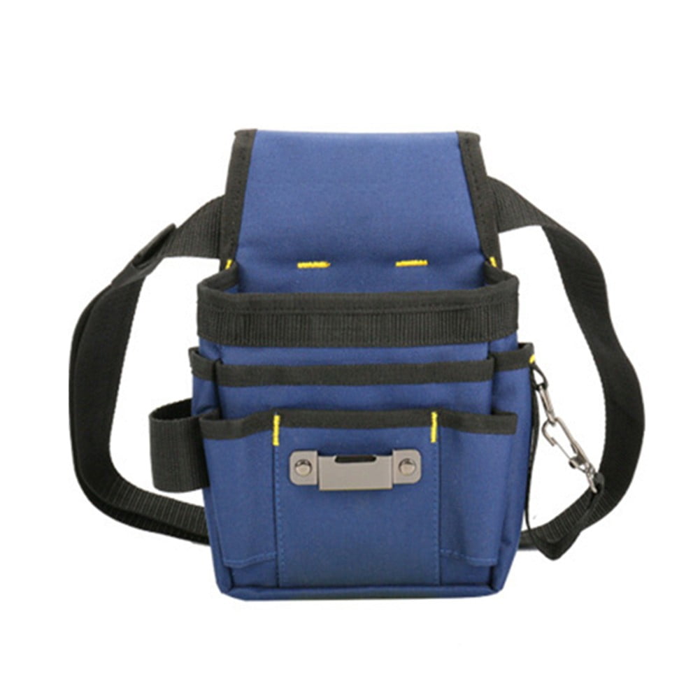 Electrician Tool Bag Waist Pouch With Multiple Pockets Adjustable Belt For High Altitude Work 600D Oxford Cloth Blue And Black D