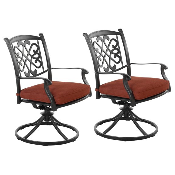 Claire and Barry ALSACE Deep-cushioned Patio Swivel Rocker Chair, Weather-resistant, 360-spin, 1 year warranty, Maroon - 2 piece set