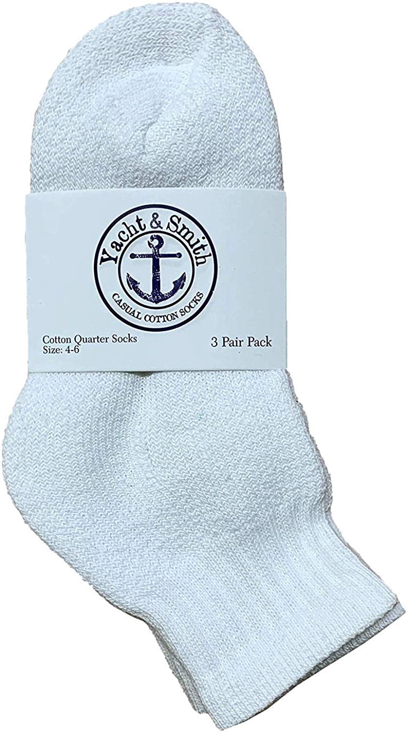 36 Pairs Of Yacht & Smith Wholesale Bulk Kids Mid Ankle Socks, Cotton Sport Athletic Ankle Socks Size 4-6 (White)