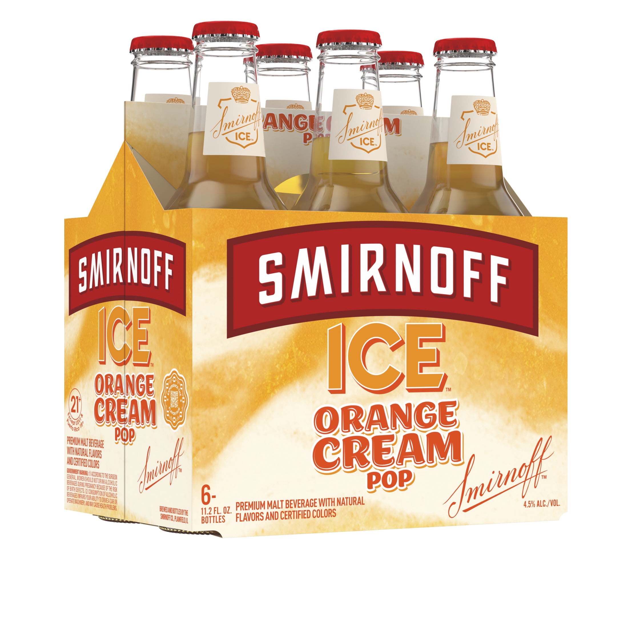 Smirnoff Ice Orange Cream Pop, 6 pack bottles, 11.2 fl oz, 4.5% ABV