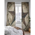 thumbnail image 3 of Western Texas Star Barn Sheer Curtains 108 Inch Long 2 Panels, Rustic Retro Wood Grain Light Filtering Rod Pocket Semi Sheer Curtains, Sheer Voile Drapes for Living Room Bedroom, 52"x108", 3 of 5