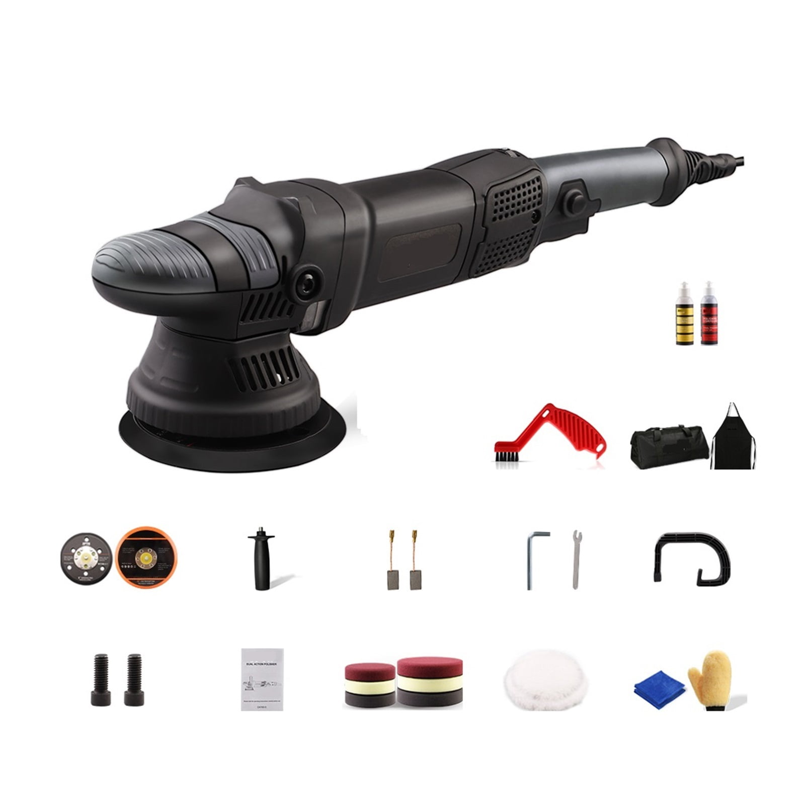 5 Inch Dual Action Random Orbital Car Polisher 15mm Auto Polisher Home DIY Polisher With Buffer Waxing Polishing Pads Set ,Low Vibration