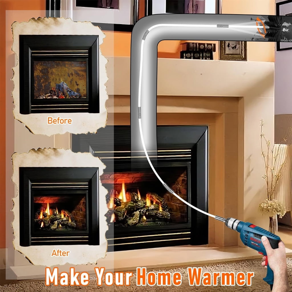 PatungKu Fire Prevention Flexible Nylon Chimney Cleaner Accessories Sweep Kits Removes Lint Buildups for Various Vents Type Safely