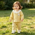thumbnail image 6 of CAUYDY Preemie Girls Pajamas Newborn Sleepers for Girl Fall Winter Long Sleeved Shirt Elastic Waist Pants 2Pcs Set Baby Outfits Infant Clothes 3M 6M 9M 12M Sizes 6-12 Months,Yellow, 6 of 9