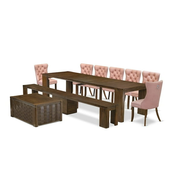 Luxe by East West Furniture 10 Pieces Extendable Dining Set Includes a Rectangle Kitchen Table