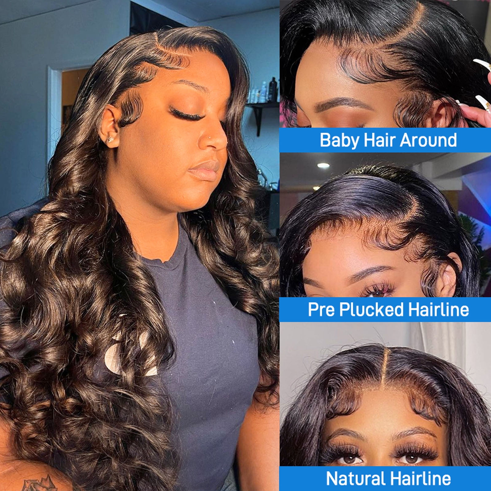 Fankiway Front Lace Wigs Hair Pre Plucked Wigs Hair Glueless Wigs Human Hair for Black Women Brazilian Wig 66Cm Makeup Products Cheap Personal Care Clearance Walmart