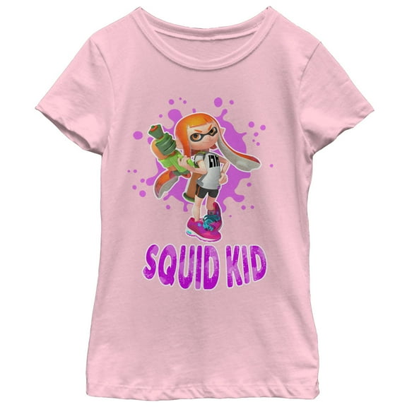 Girl's Nintendo Splatoon Squid Kid Graphic Tee Light Pink Small