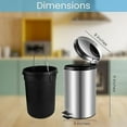 thumbnail image 3 of 5 Liter / 1.3 Gallon Stainless Steel Round Bathroom Trash Can with Soft Close Lid and Foot Pedal for Bathroom, Kitchen & Small Space (9" L x 9" W x 11" H), 3 of 5
