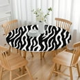 thumbnail image 3 of Round Elastic Tablecloth with Zebra Print - Waterproof, Windproof Fitted Table Cover for Outdoor Picnic, Dining (44 inches) - Modern Zebra Stripes Design, Scratch-Resistant & Wipeable, 3 of 5
