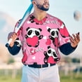 thumbnail image 4 of Fotbe Panda Heart Valentine Pink Baseball Jersey Shirt for Men and Women, Casual Short Sleeves Button Down T-Shirt-3X-Large, 4 of 9