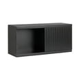 thumbnail image 5 of Kate and Laurel Furrow Modern Wooden Sliding Ribbed Door Wall Cabinet, 30 x 10 x 14, Black, Decorative Storage Cabinet with Sliding Door for Use as Floating Nightstand or Floating TV Shelf, 5 of 10