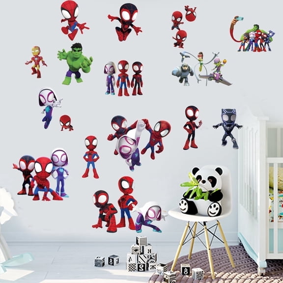Kids Wall Stickers for Boys Girls, Cartoon Character Stickers for Kids Room, 16 PCS PVC DIY Removable Stickers for Baby Kids Nursery Girls Bedroom Living Room Playroom Wall Decoration