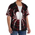 thumbnail image 2 of Balery Spider On The Web Camisa Casual de Manga Corta con Botones para Hombre, Texturizada, Estilo Cubano, para Playa, Verano-Large, 2 of 5