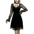 thumbnail image 3 of Women Gothic Dress Vintage Velvet Mini Dress Elegant Lace Tirm High Waist Dress Goth Punk Dark Fairy Grunge Dress, 3 of 10