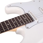 39 ST Electric Guitar for Music Lover, Rosewood Fingerboard, with Accessories Pack, Carry Bag and Shoulder Strap, Right Handed Guitar for Beginner and Intermediate Performer (White)