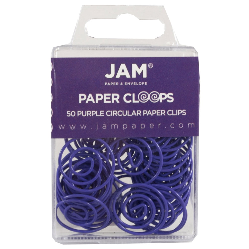 JAM Round Paper Clips, Purple Paperclips, 50/Pack