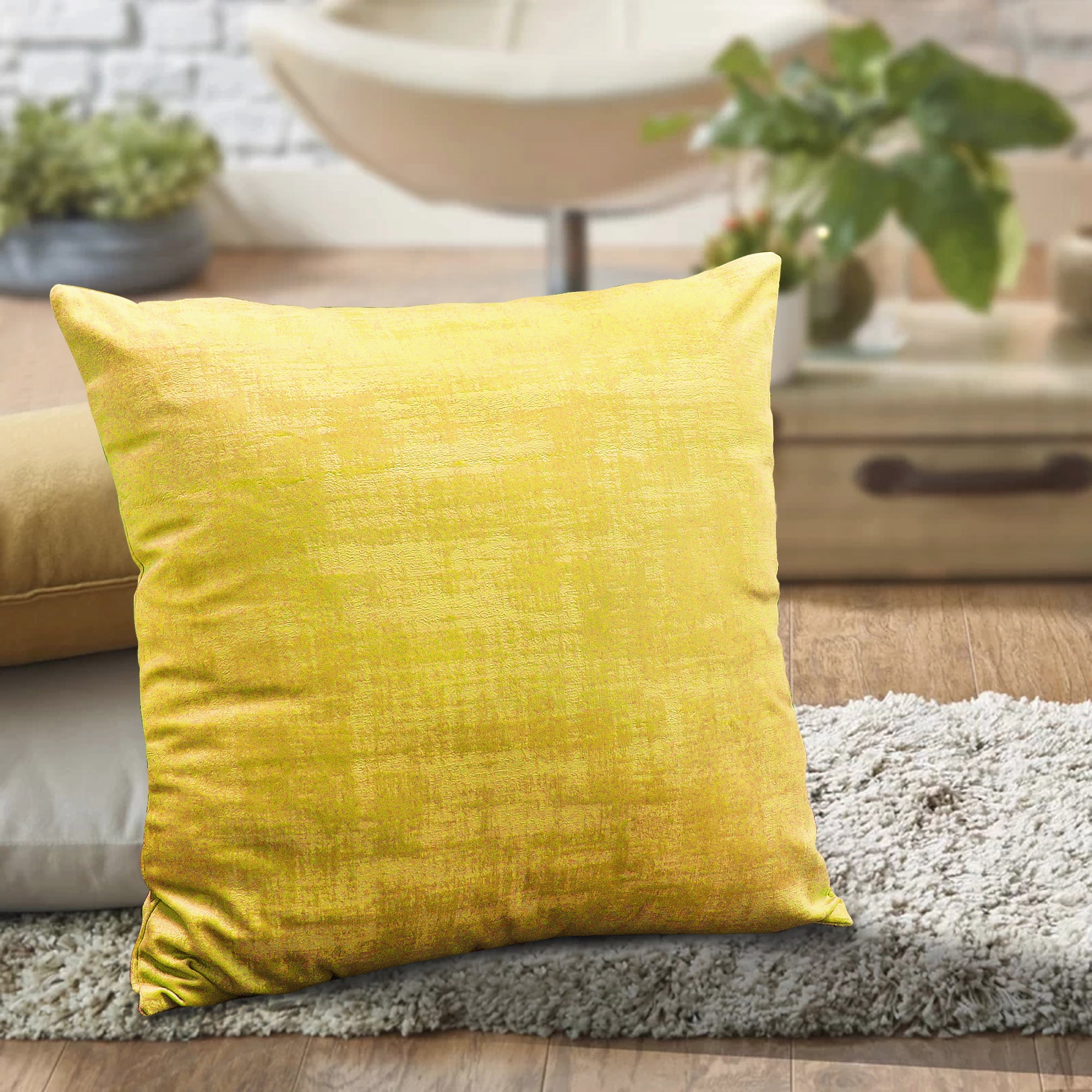Home Soft Things Textured Velvet 4 Piece Throw Pillow Cover Set - Sulphur - 20" x 20"