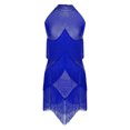 thumbnail image 2 of Alvivi Robe de Danse Latine pour Femmes Paillettes Sans Manches Franges Chacha Salsa Rumba Tango Valse Tenue de Danse de Salon Bleu TG, 2 of 6