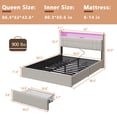 thumbnail image 5 of Satifur Queen Bed Frame with Storage Headboard, Platform Bed with 4 Drawers, Rivet Upholstered Bed Frame with LED Lights & Charging Station, Beige, 5 of 12