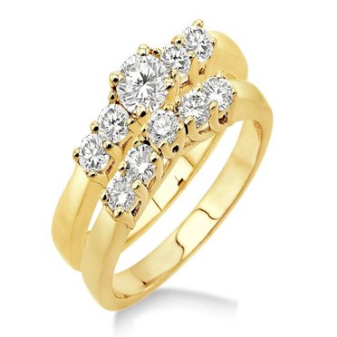0.50 Carat Five Stone Bridal Set with Round Cut Diamond in 10k Yellow gold