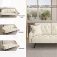 thumbnail image 7 of Sofa Bed,Convertible Couch Sleeper Home Recliner with Nail Head Trim Armrest,3 Adjustable Positions & 2 Cup Holders,72" Velvet Reversible Loveseat Folding Daybed for Small Spaces,Beige, 7 of 7