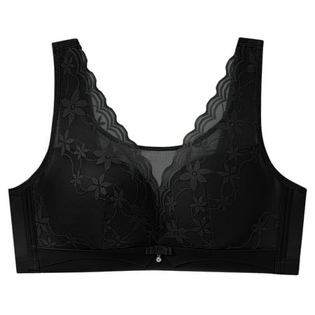Push Up Bra for Women Full Coverage Embroidery Brassiere Lace Everyday Bra Comfy Minimizer Bra No Underwire Brassiere Breathable Wireless Lightly Lined Cups