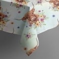 thumbnail image 5 of Colorful Highland Cow Flower Pattern Square Tablecloth,Waterproof Square Table Cover,Wipeable Spillproof Washable Table Cover for Home Kitchen Party Decor 60"x60"(152x152cm), 5 of 6