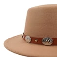 thumbnail image 5 of XIAOCHA Womens Metal‑Concho Fedora Hat Solid Wide‑Brim Hat Western Cowbaby Festival Hat,Khaki, 5 of 5