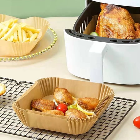 50Pcs Practical Microwave Non-Stick Baking Mats & Liners Baking Paper Parchment Air Fryer Paper Liner Air Fryer Liner NATURAL