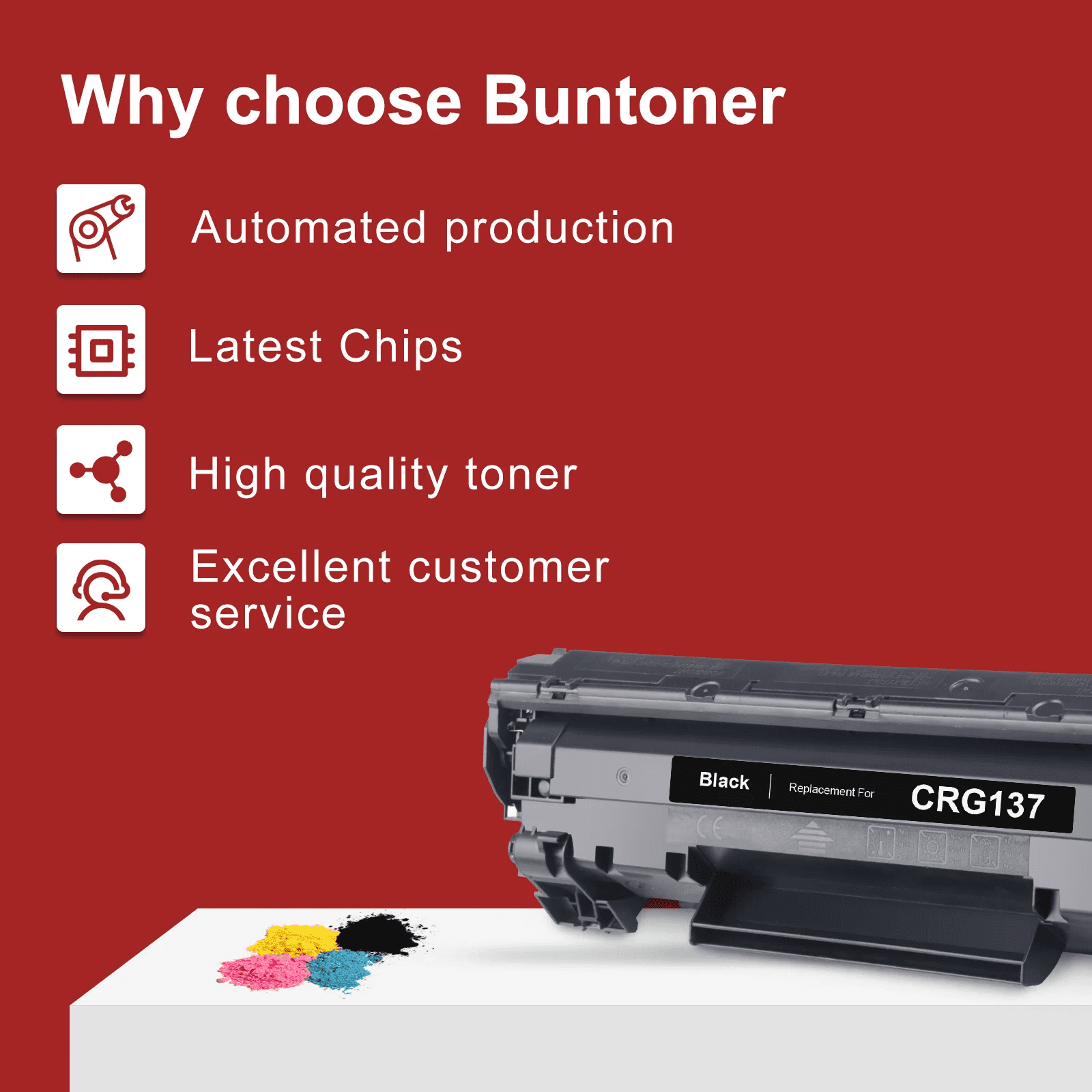 BUNTONER 137 Toner Cartridges, Black, Compatible with Canon CRG137