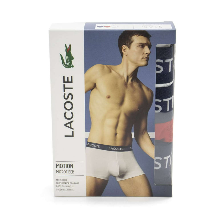 Lacoste Men's Motion Classic 3 Pack Microfiber Trunks, White
