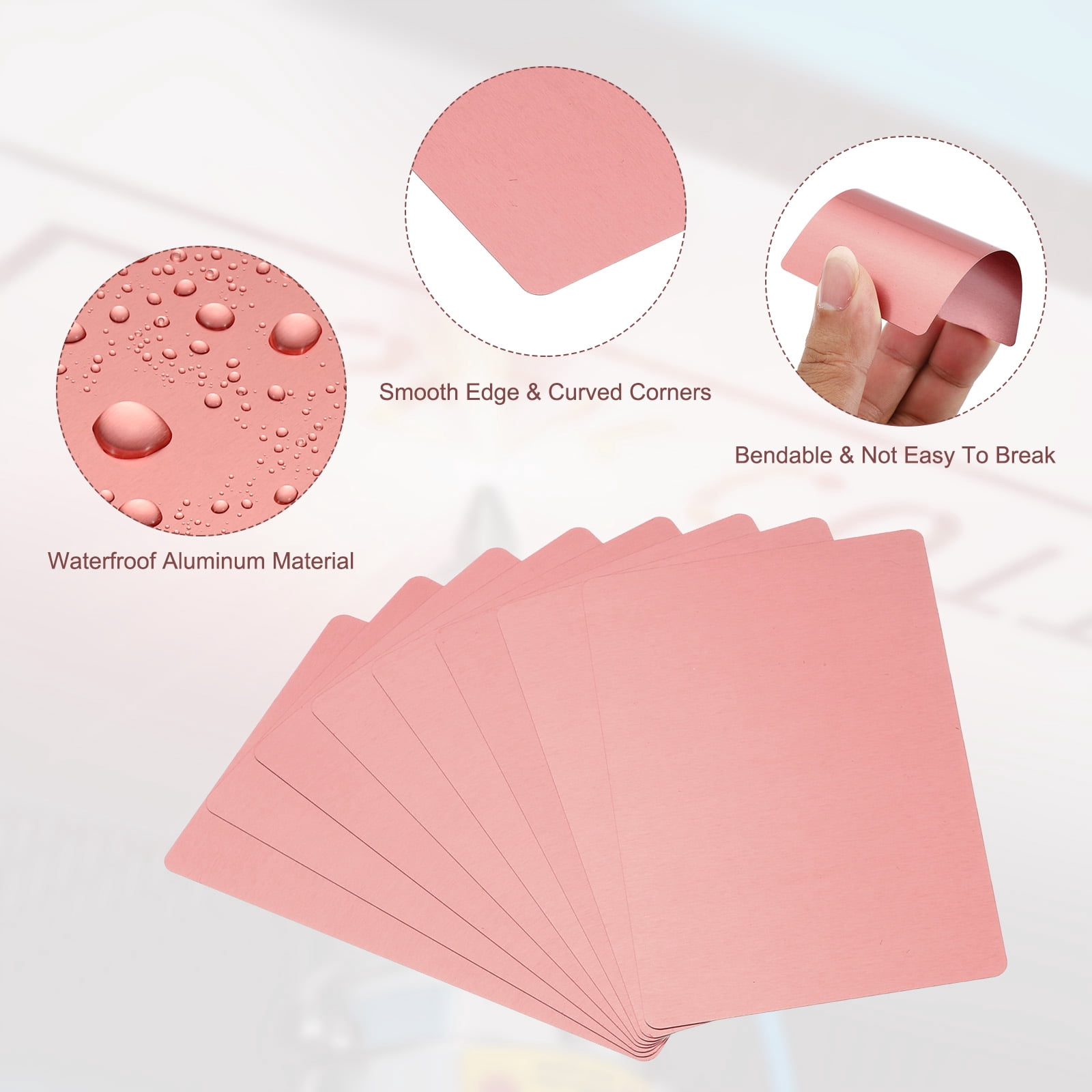 Unique Bargains Metal DIY Business Cards Blank Aluminum Laser Engrave Printable Name Card Rose Gold