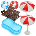 thumbnail image 4 of 2 sets mini piscina mini casa anillo de natación silla playa modelos de paraguas de playa, 4 of 5