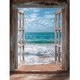 thumbnail image 1 of Qisvanset Coastal Window Ocean View Canvas Wall Art 15.75x11.81 Inches, 1 of 8